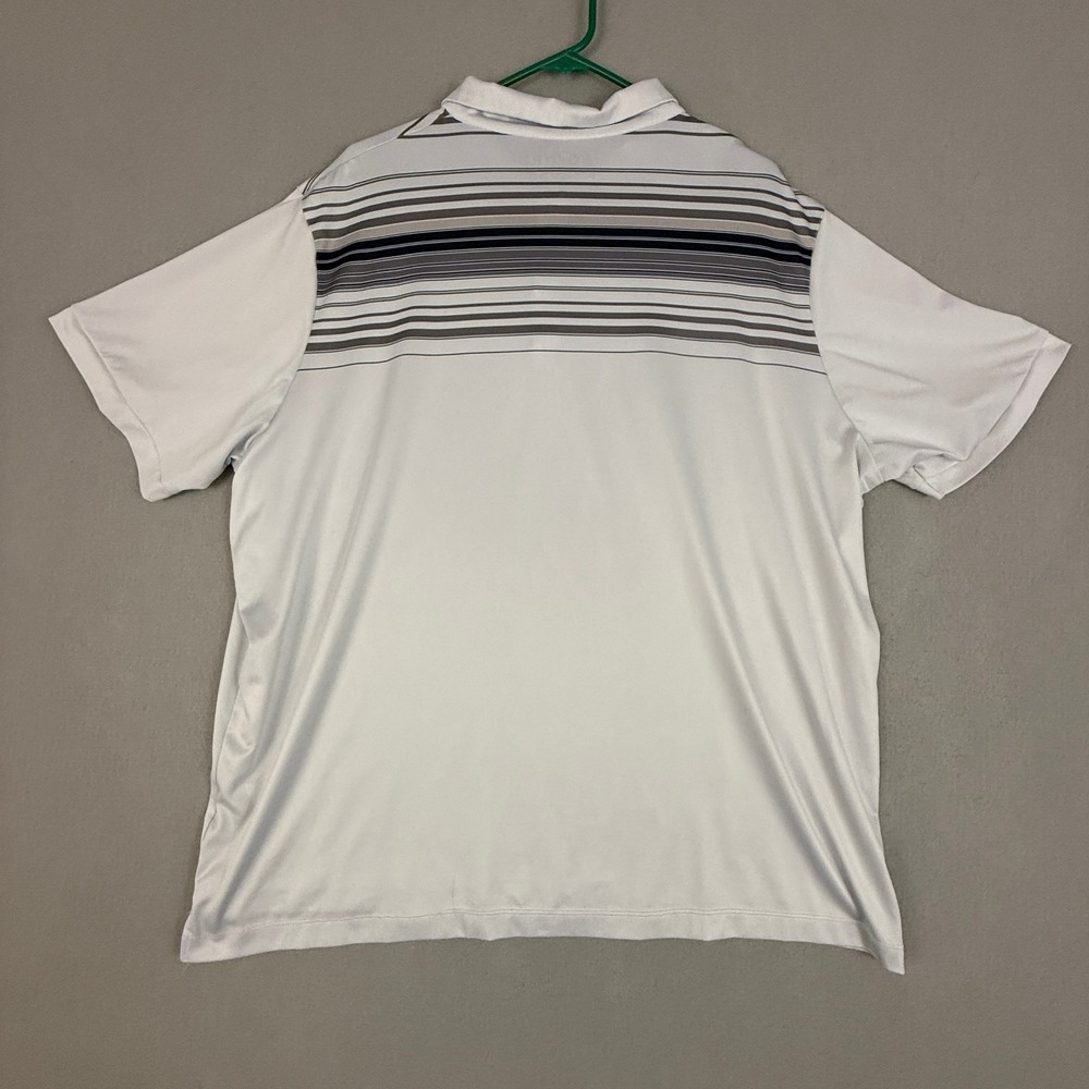 Iron Eagle Mens‎ XXL Golf Polo Shirt White Striped Short Sleeve Performance - Picture 2 of 8